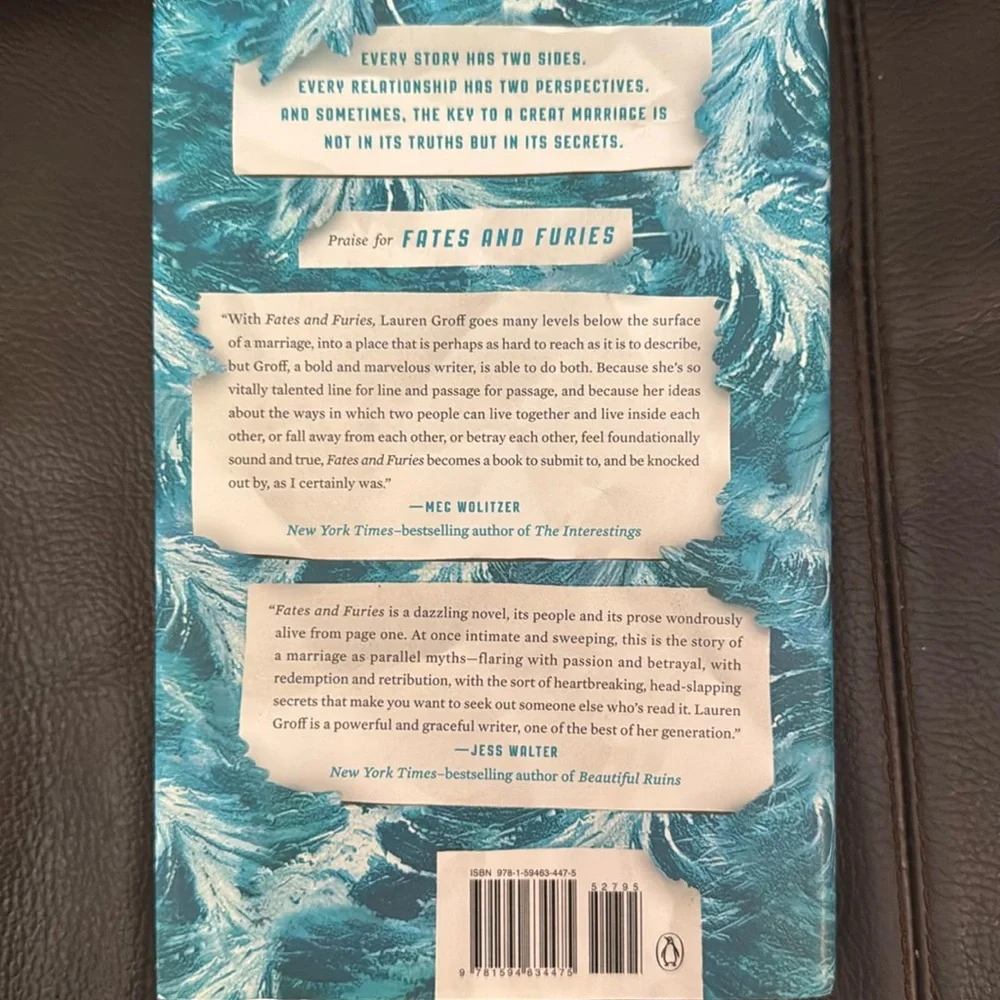 “Fates and Furies” by Lauren Groff Hardcover Novel NY Times Bestselling Author